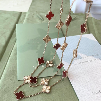 [LORA]CLOVER 20 MOTIFS LASER CARNELIAN NECKLACE