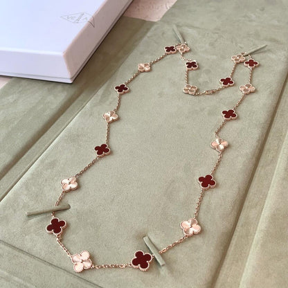 [Lora]CLOVER 20 MOTIFS LASER CARNELIAN NECKLACE