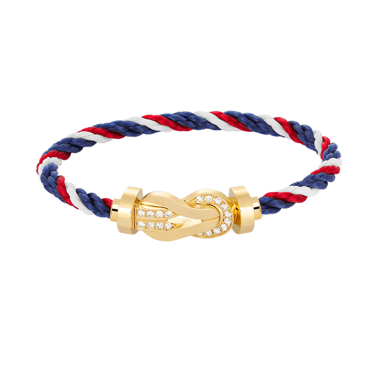 [LORA]CHANCE LARGE 8 FIGURE BUCKLE HALF DIAMOND BRACELET GOLD
