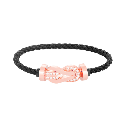 [LORA]CHANCE LARGE 8 FIGURE BUCKLE HALF DIAMOND BRACELET ROSE GOLD