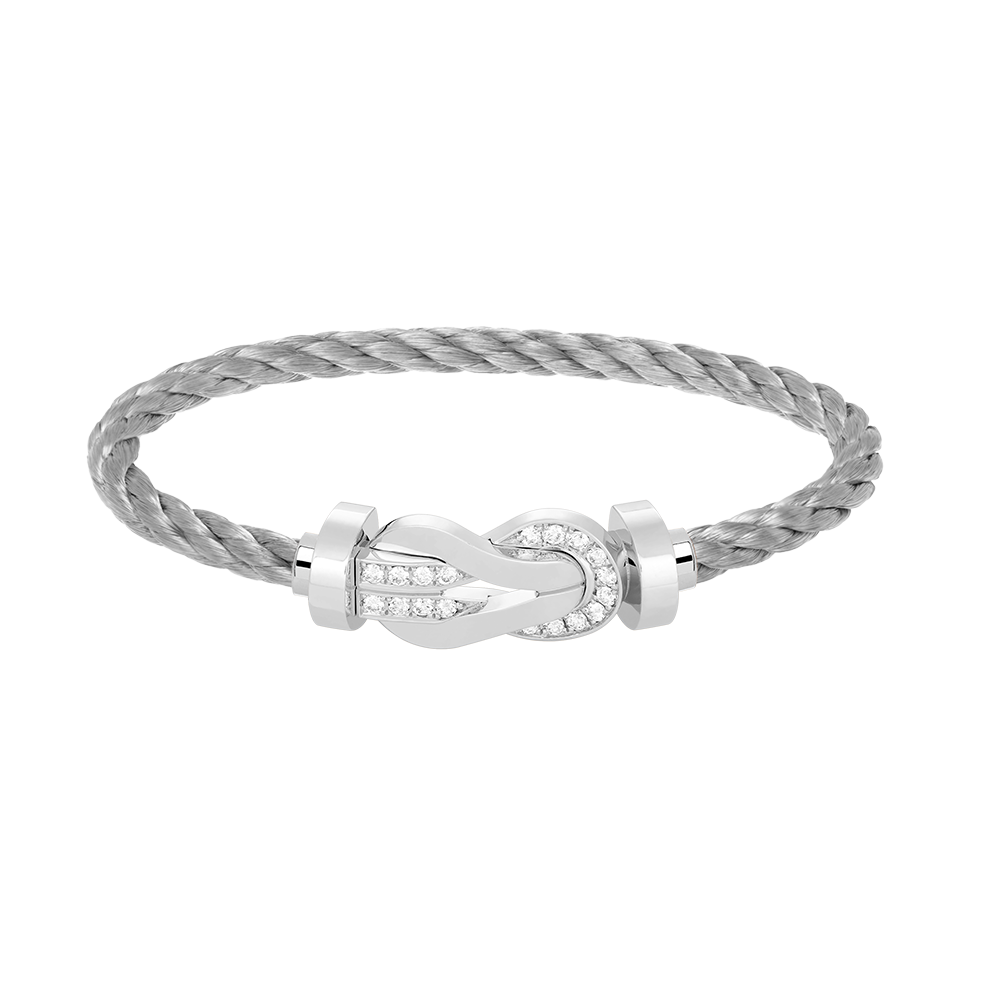 [LORA]CHANCE LARGE 8 FIGURE BUCKLE HALF DIAMOND BRACELET SILVER