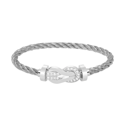 [LORA]CHANCE LARGE 8 FIGURE BUCKLE HALF DIAMOND BRACELET SILVER