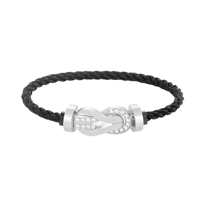 [LORA]CHANCE LARGE 8 FIGURE BUCKLE HALF DIAMOND BRACELET SILVER