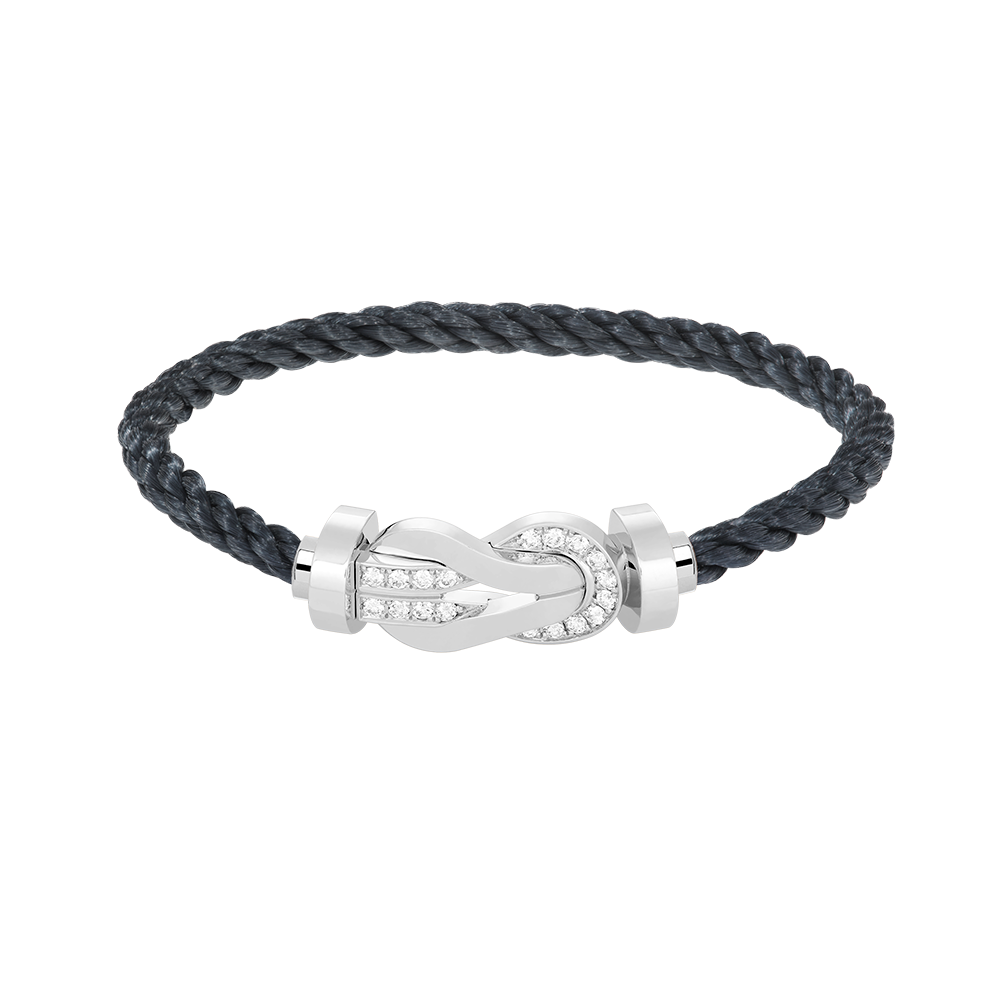 [LORA]CHANCE LARGE 8 FIGURE BUCKLE HALF DIAMOND BRACELET SILVER