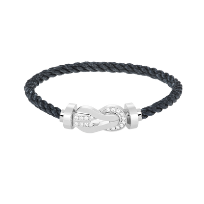 [LORA]CHANCE LARGE 8 FIGURE BUCKLE HALF DIAMOND BRACELET SILVER