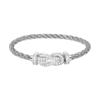 [LORA]CHANCE LARGE 8 FIGURE BUCKLE FULL DIAMOND BRACELET SILVER
