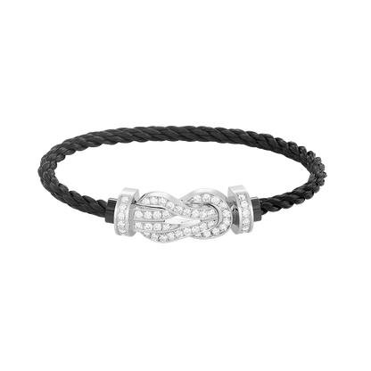 [LORA]CHANCE LARGE 8 FIGURE BUCKLE FULL DIAMOND BRACELET SILVER