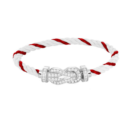 [LORA]CHANCE LARGE 8 FIGURE BUCKLE FULL DIAMOND BRACELET SILVER