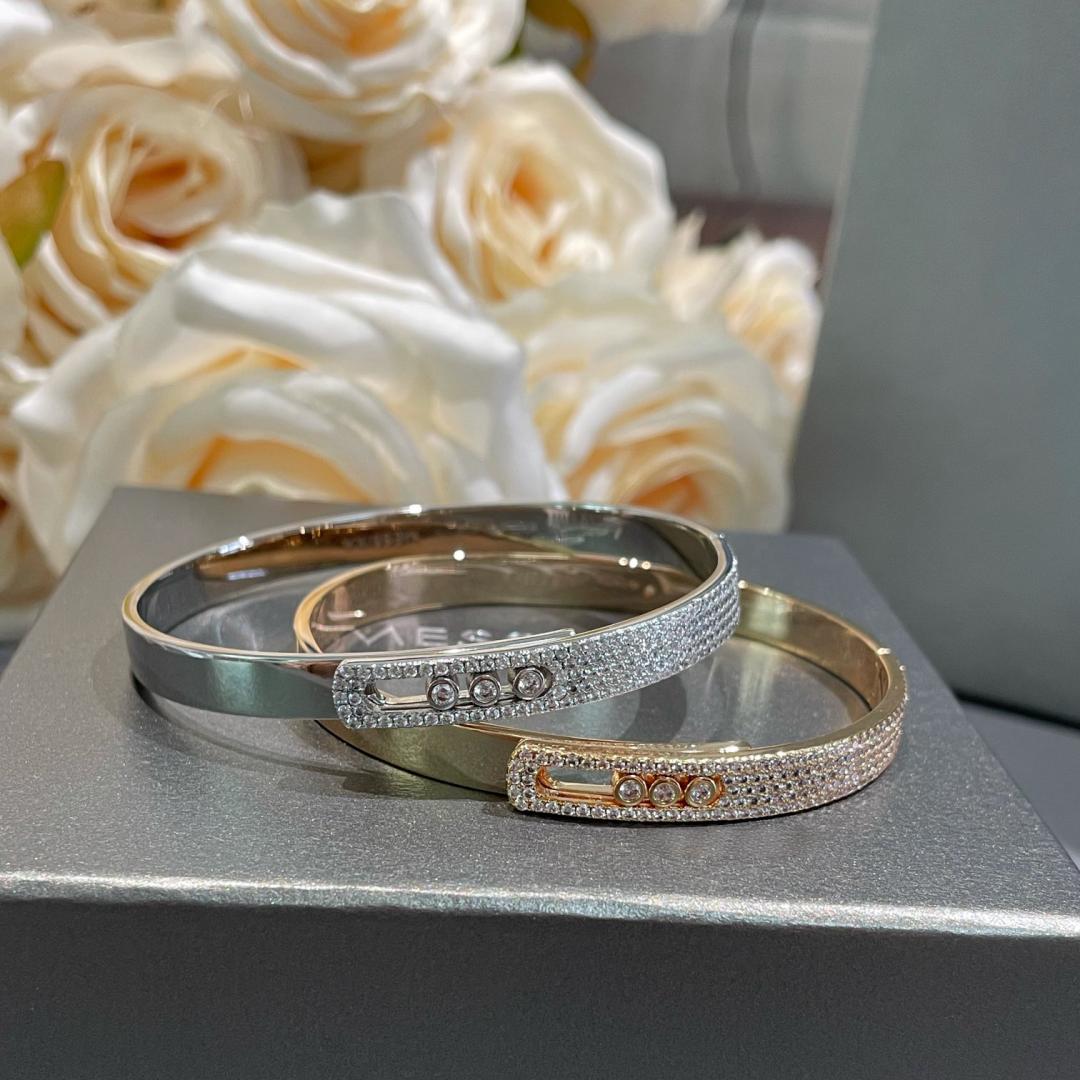 [LORA] Move Noa Rose Gold Pavé Diamond Bangle Bracelet