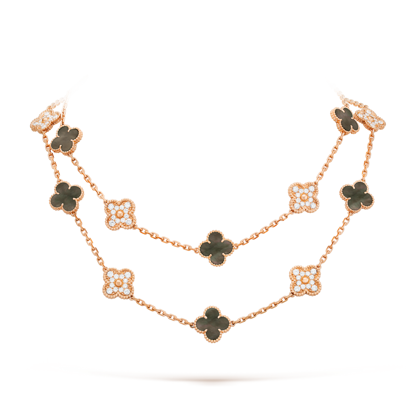 [Lora]CLOVER 20 MOTIFS DARK MOP DIAMOND  NECKLACE