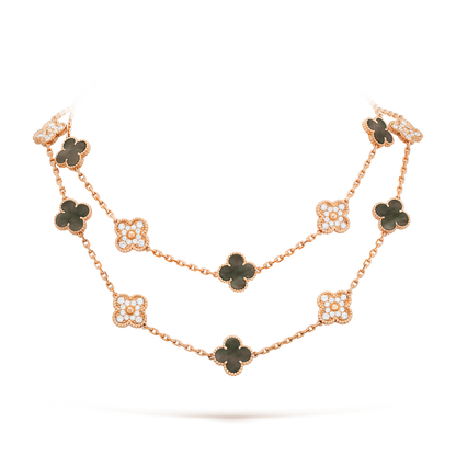 [Lora]CLOVER 20 MOTIFS DARK MOP DIAMOND  NECKLACE