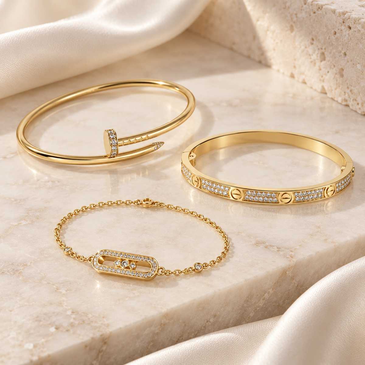 [Lora] LOVE & JUSTE Baby Move Diamond Bracelet Stack Set