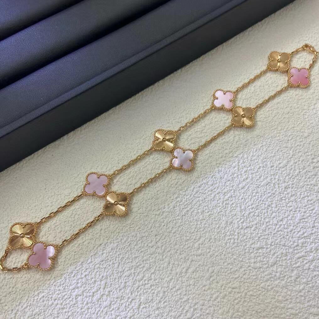 [Lora]CLOVER 10 MOTIFS  LASER PINK MOP NECKLACE