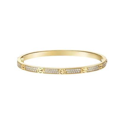 [Lora] JUSTE Diamond & LOVE Diamond-Paved Bracelet Stack Set