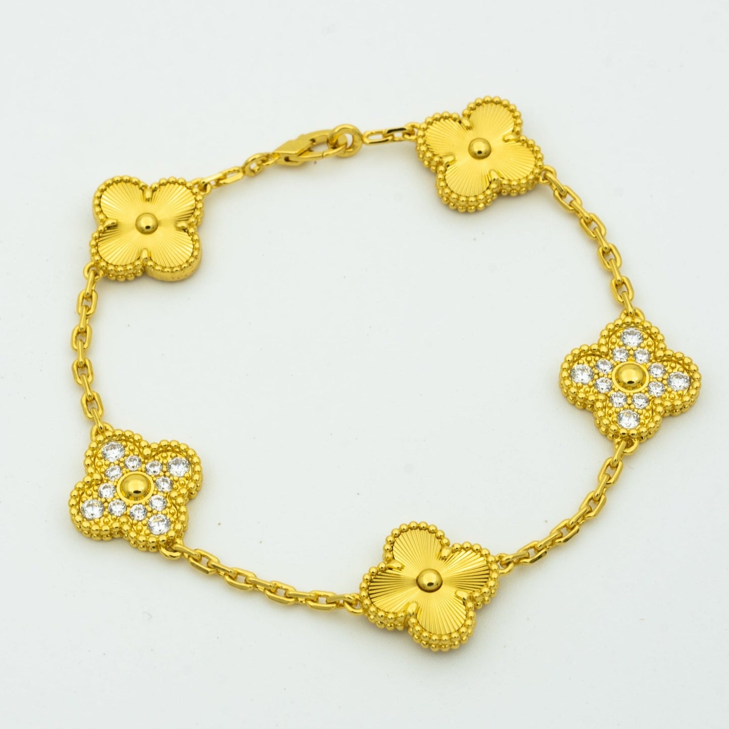 [LORA]CLOVER BRACELET 5 MOTIFS GOLD DIAMOND