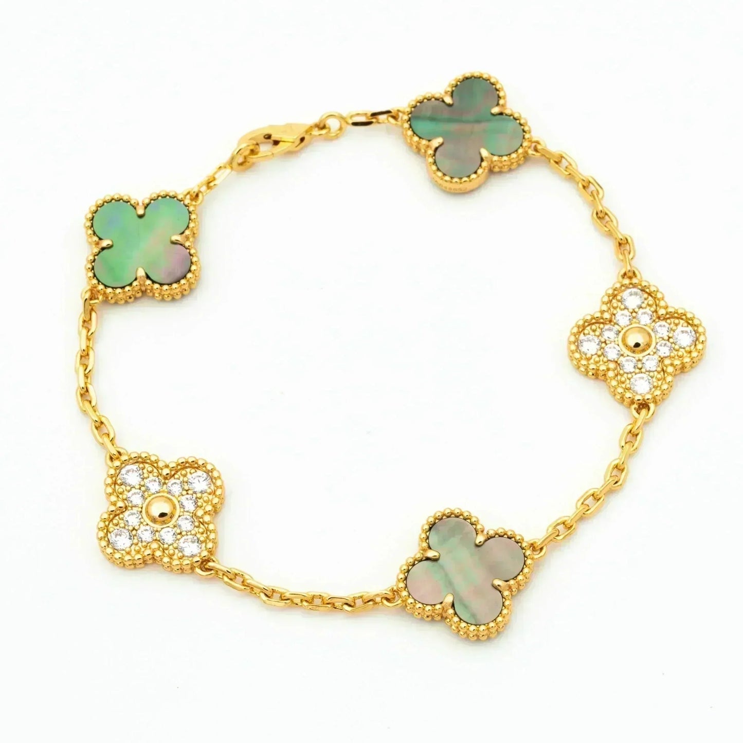 [Lora] CLOVER 5 MOTIF GRAY MOP BRACELET COLLECTION
