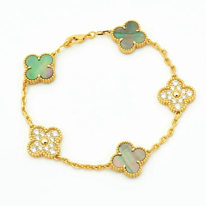 [Lora] CLOVER 5 MOTIF GRAY MOP BRACELET COLLECTION