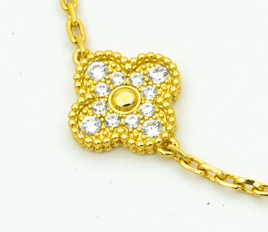 [LORA]CLOVER BRACELET 5 MOTIFS GOLD DIAMOND