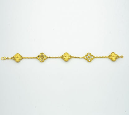 [LORA]CLOVER BRACELET 5 MOTIFS GOLD DIAMOND