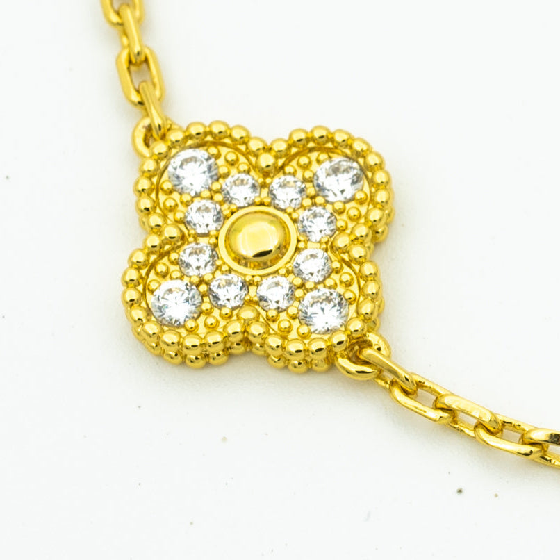 [LORA]CLOVER BRACELET 5 MOTIFS GOLD DIAMOND