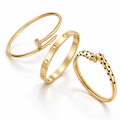 [Lora] Panthère & LOVE  & JUSTE  Diamond Bracelet Stack Set