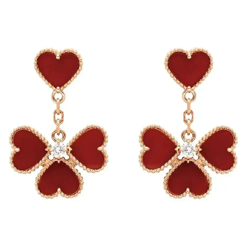 [Lora]SWEET CLOVER CARNELIAN EARRINGS