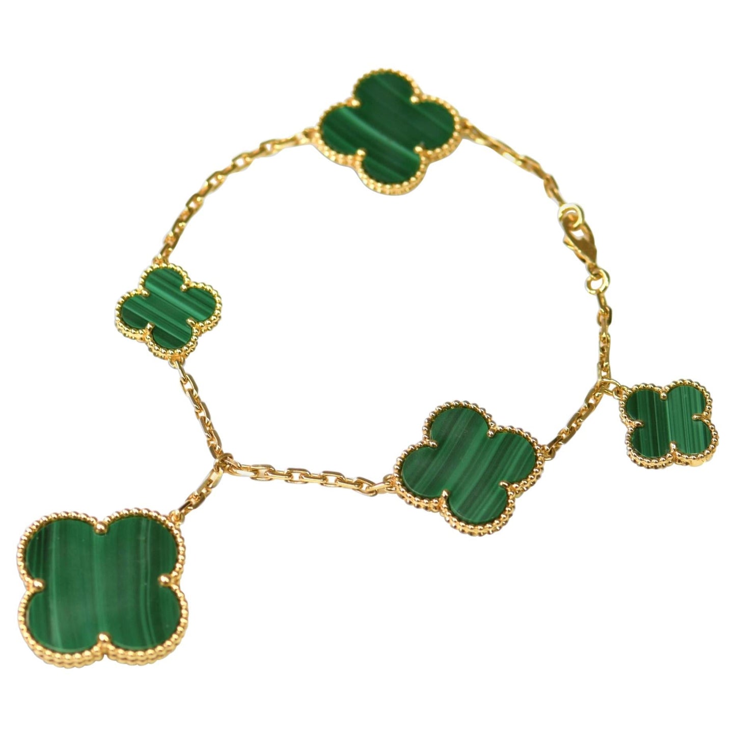 [Lora]MAGIC CLOVER MALACHITE GOLD BRACELET 5 MOTIFS