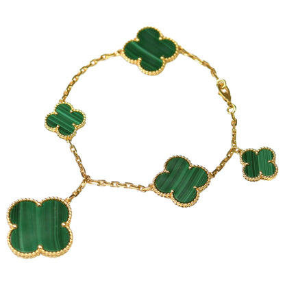 [Lora]MAGIC CLOVER MALACHITE GOLD BRACELET 5 MOTIFS