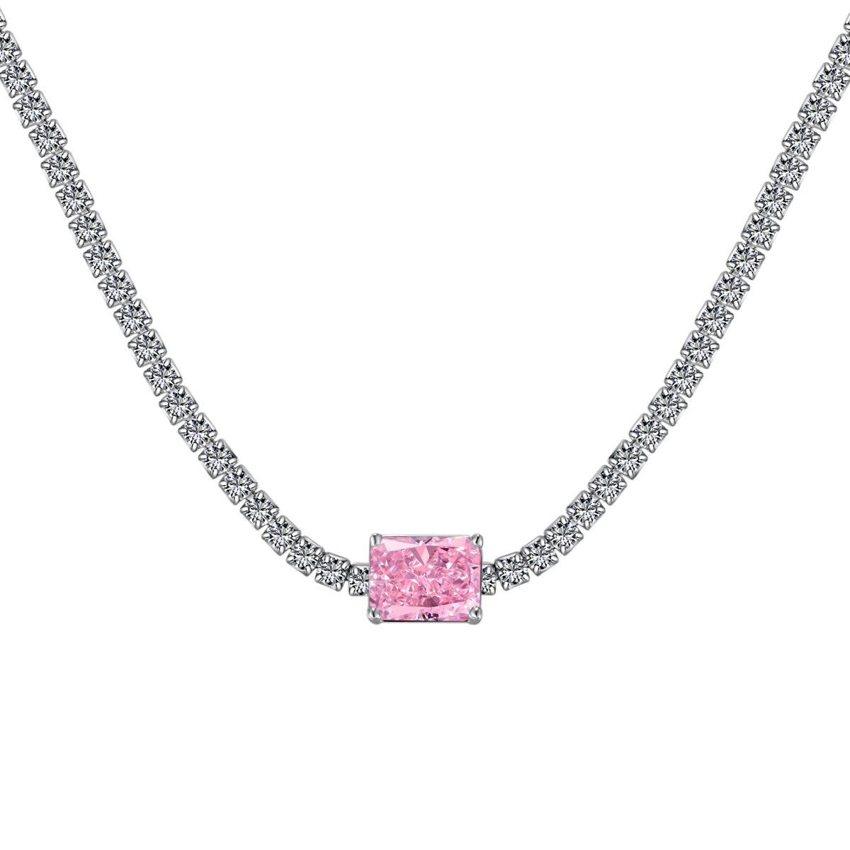 [LORA]2.0 carat Ornate Emerald Cut Necklace
