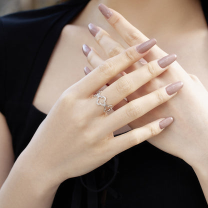 [LORA]Hollow Design Four-Leaf Clover Flower Shape Ring