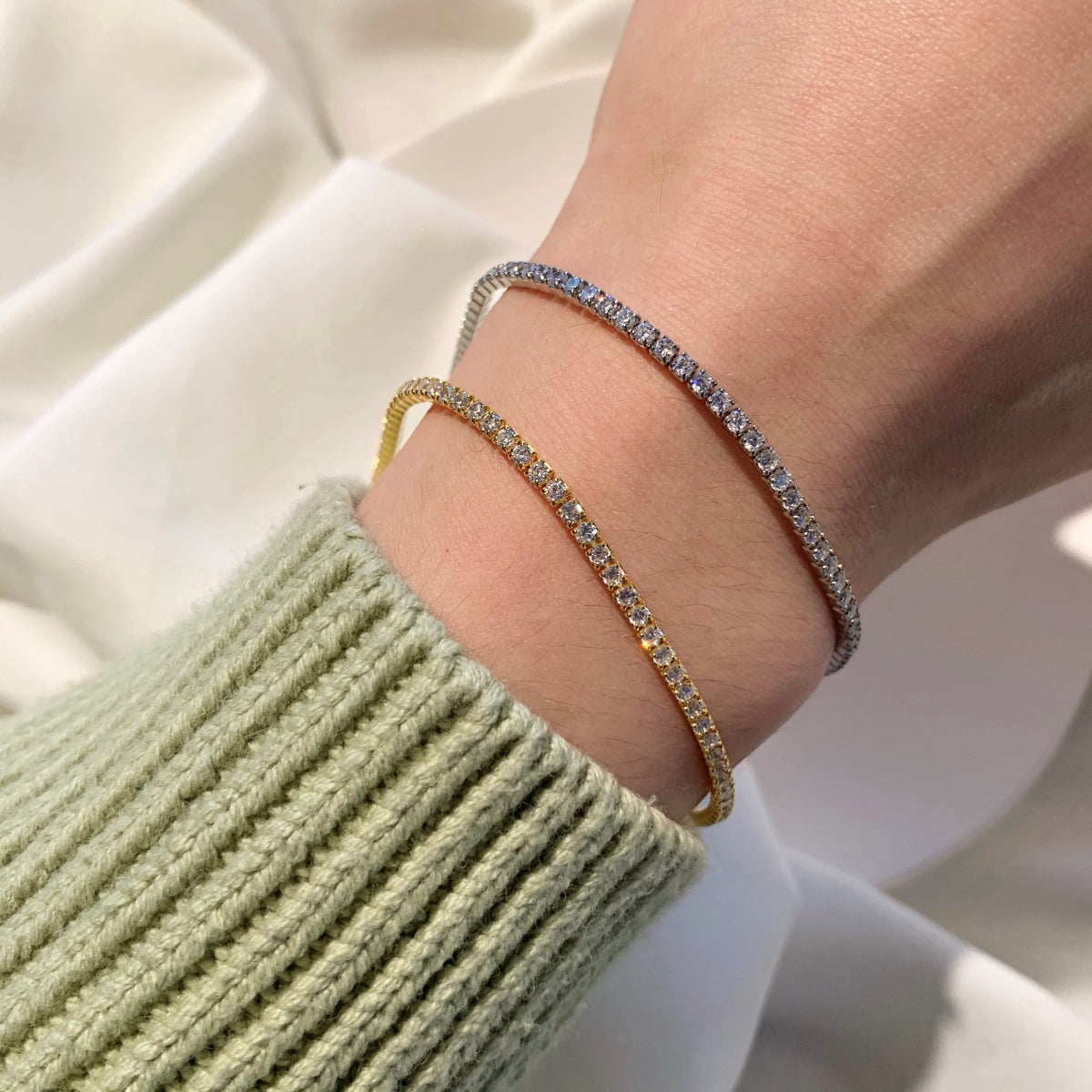 [LORA]Radiant Shinning Princess Cut Tennis Bracelet