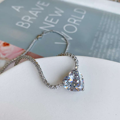 [LORA]8.0 Carat Versatile Colorful Sweet Heart-Shaped Tennis Necklace