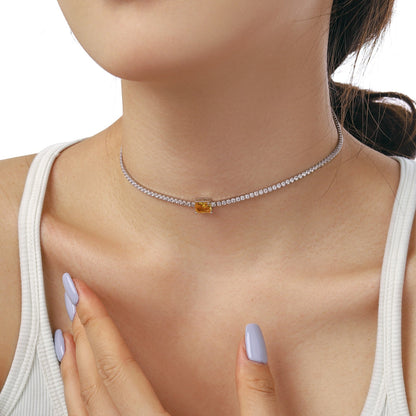 [LORA]2.0 carat Ornate Emerald Cut Necklace