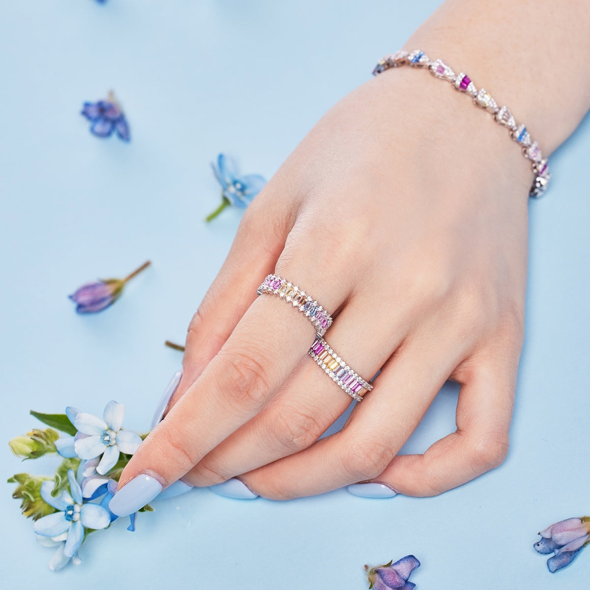 [LORA]Dainty Kaleidoscopic Emerald Cut Daily Ring