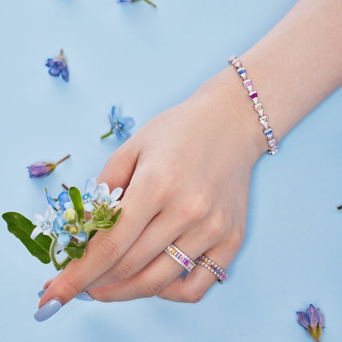 [LORA]Dainty Kaleidoscopic Emerald Cut Daily Ring