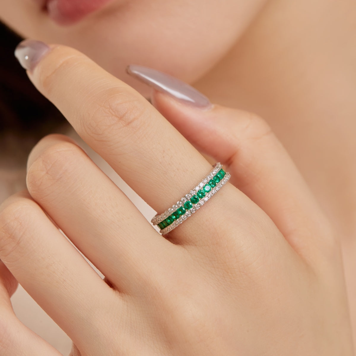 [LORA]Delicate Colorful Round Cut Daily Ring