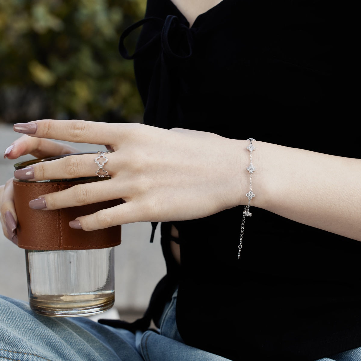 [LORA]Four-Leaf Clover Hollow Butterfly Bracelet