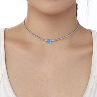 [LORA]2.0 carat Ornate Emerald Cut Necklace
