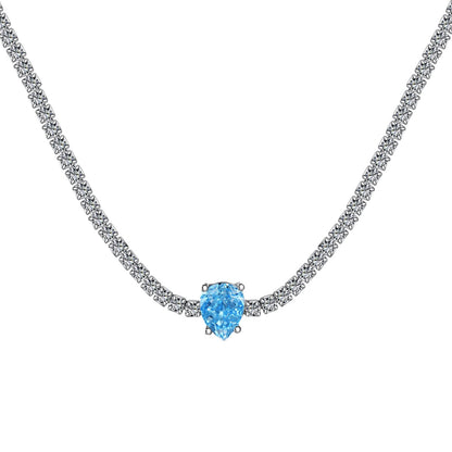 [LORA]1.0 carat Unique Pear Cut Tennis Necklace