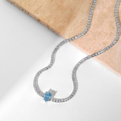 [LORA]1.0 carat Unique Pear Cut Tennis Necklace