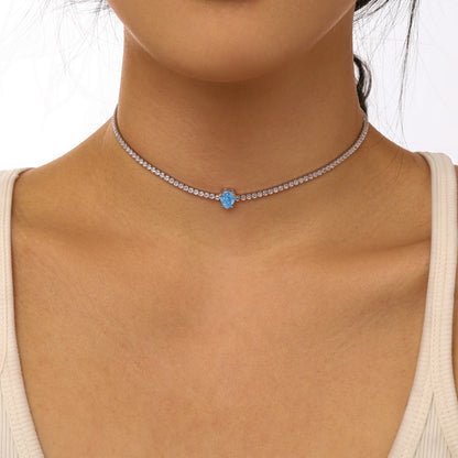 [LORA]1.0 carat Unique Pear Cut Tennis Necklace