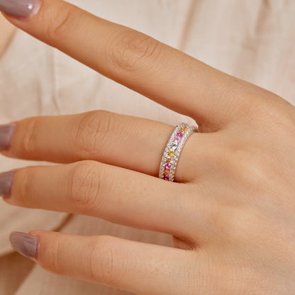[LORA]Delicate Colorful Round Cut Daily Ring