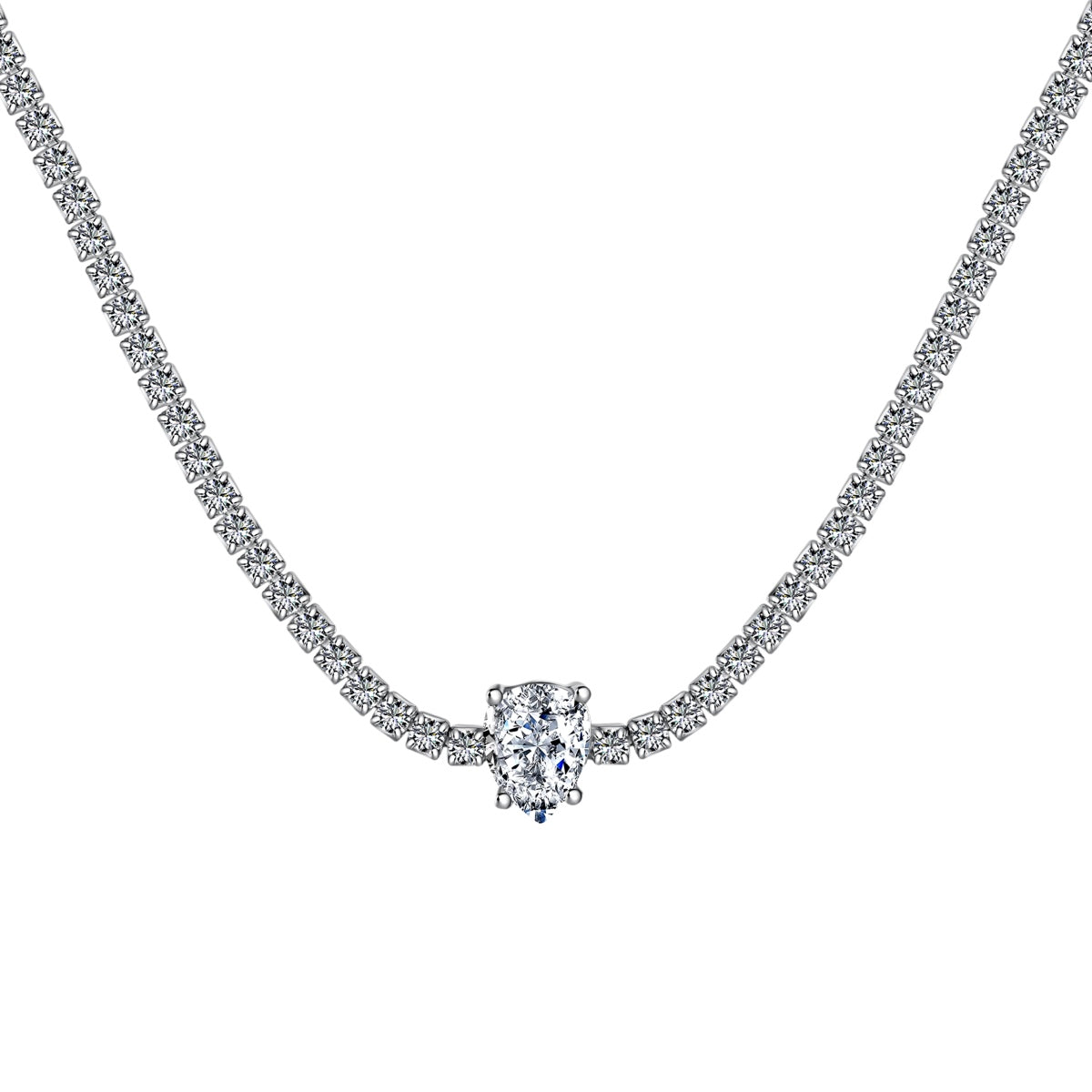 [LORA]1.0 carat Unique Pear Cut Tennis Necklace