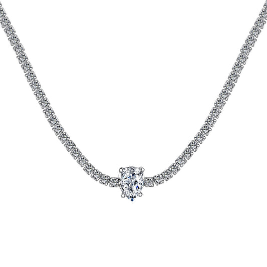 [LORA]1.0 carat Unique Pear Cut Tennis Necklace