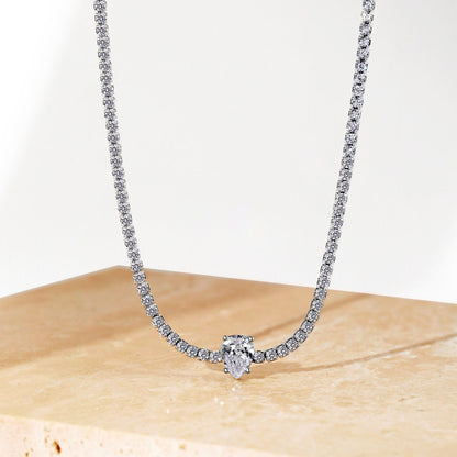 [LORA]1.0 carat Unique Pear Cut Tennis Necklace