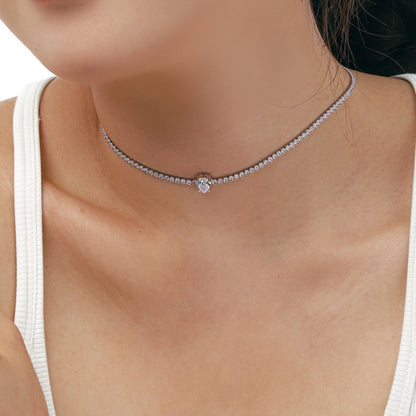 [LORA]1.0 carat Unique Pear Cut Tennis Necklace
