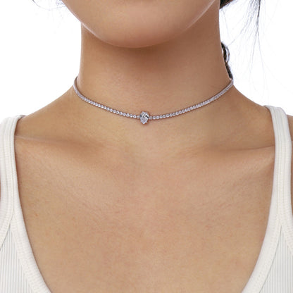 [LORA]1.0 carat Unique Pear Cut Tennis Necklace