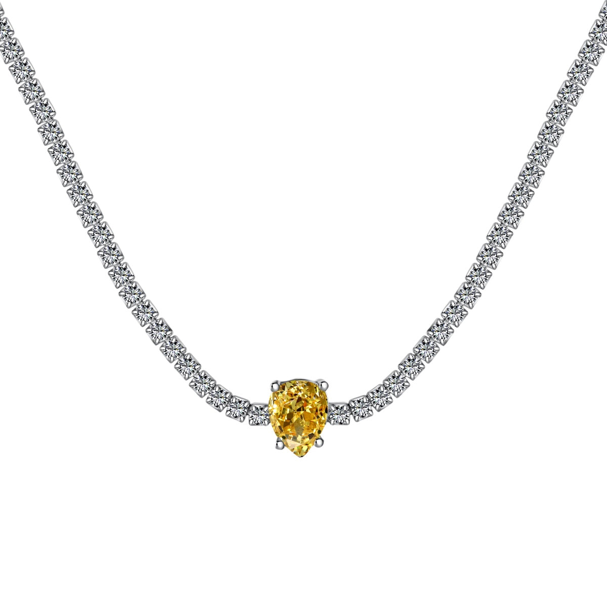 [LORA]1.0 carat Unique Pear Cut Tennis Necklace
