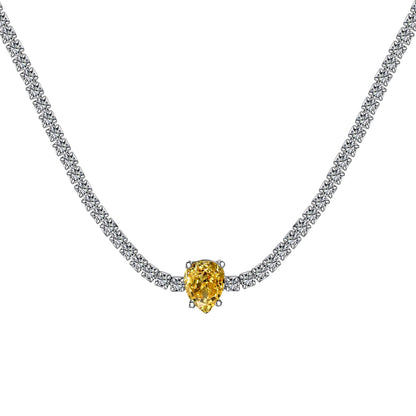 [LORA]1.0 carat Unique Pear Cut Tennis Necklace