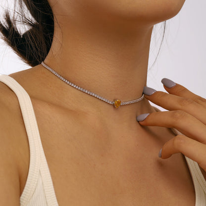[LORA]1.0 carat Unique Pear Cut Tennis Necklace